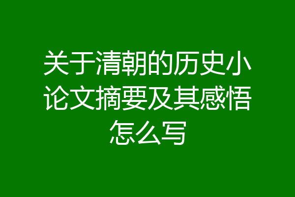 关于清朝的历史小论文摘要及其感悟怎么写