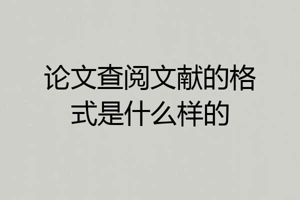 论文查阅文献的格式是什么样的