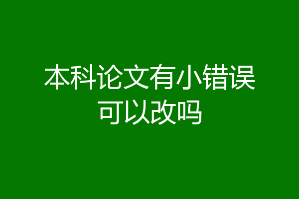 本科论文有小错误可以改吗