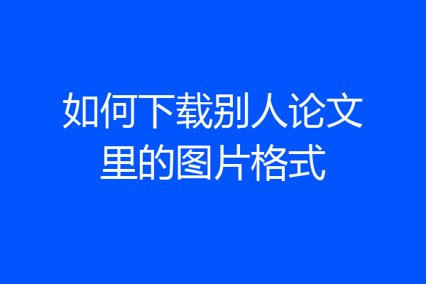 如何下载别人论文里的图片格式