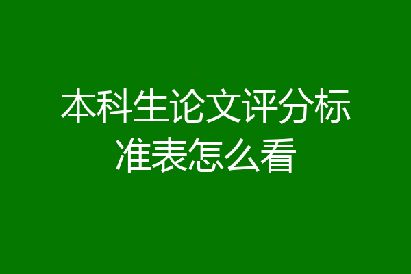 本科生论文评分标准表怎么看