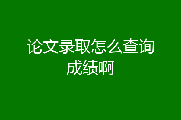 论文录取怎么查询成绩啊
