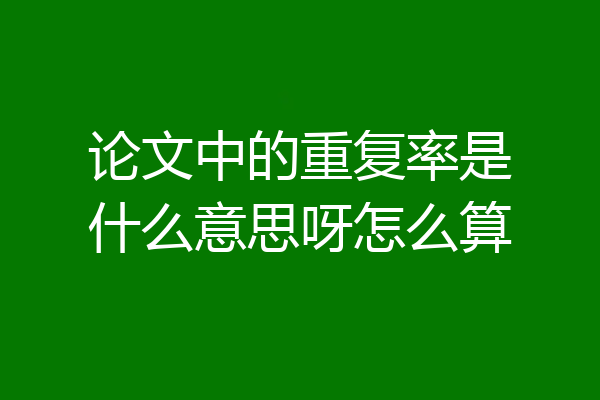 论文中的重复率是什么意思呀怎么算