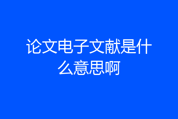 论文电子文献是什么意思啊