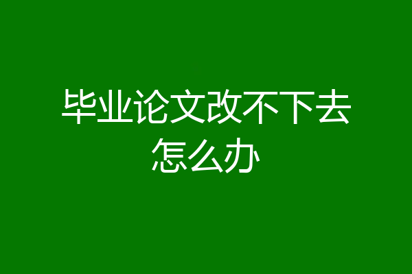 毕业论文改不下去怎么办