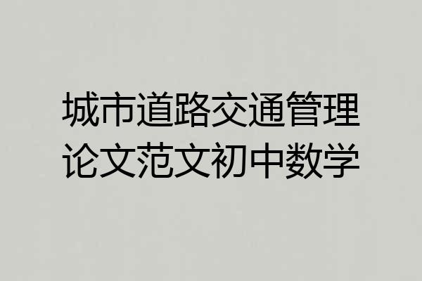 城市道路交通管理论文范文初中数学
