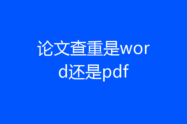 论文查重是word还是pdf