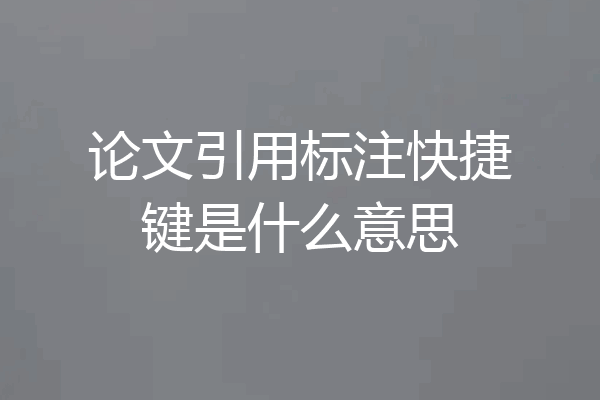 论文引用标注快捷键是什么意思