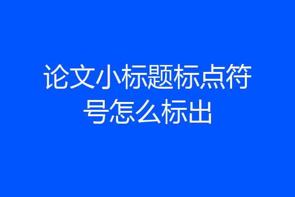 论文小标题标点符号怎么标出