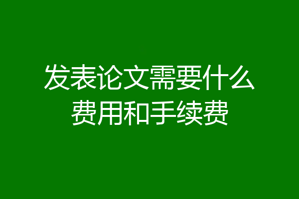 发表论文需要什么费用和手续费
