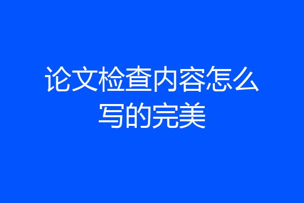 论文检查内容怎么写的完美