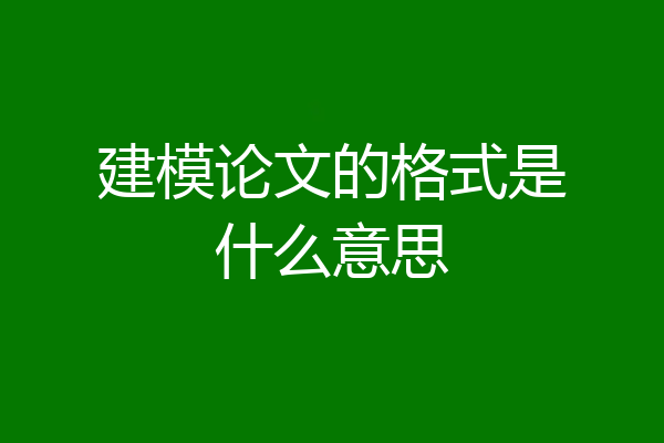 建模论文的格式是什么意思
