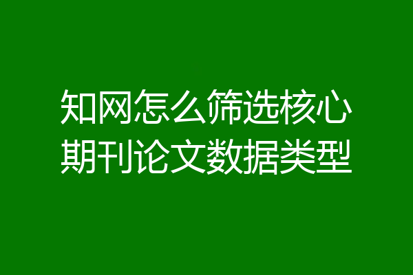知网怎么筛选核心期刊论文数据类型