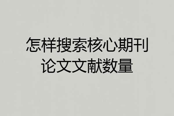 怎样搜索核心期刊论文文献数量