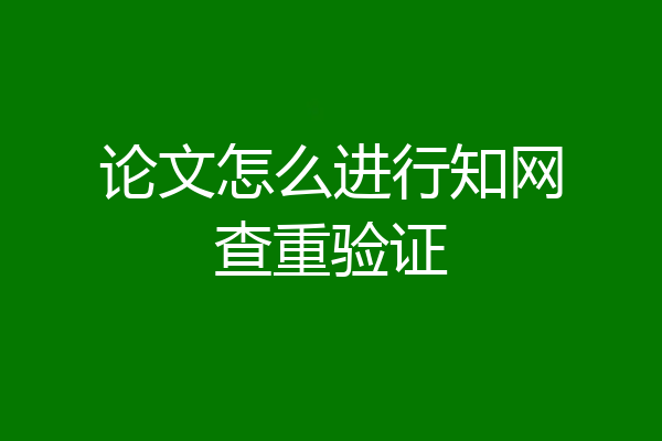 论文怎么进行知网查重验证