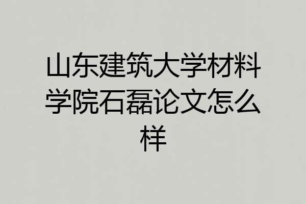 山东建筑大学材料学院石磊论文怎么样