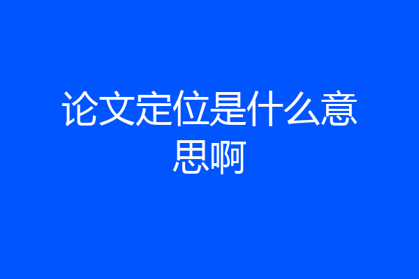 论文定位是什么意思啊