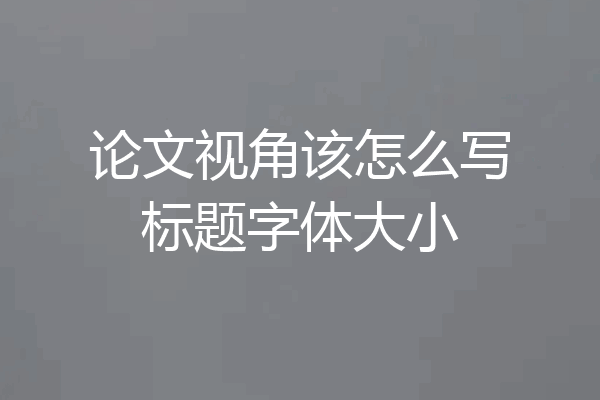 论文视角该怎么写标题字体大小