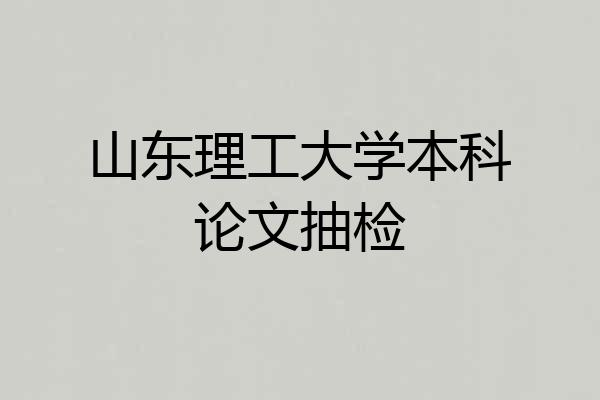 山东理工大学本科论文抽检