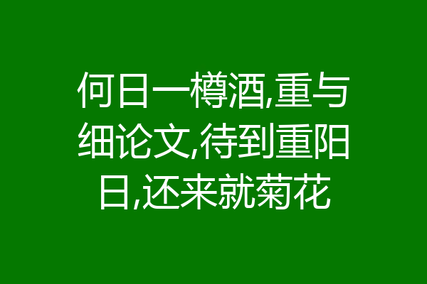 何日一樽酒,重与细论文,待到重阳日,还来就菊花