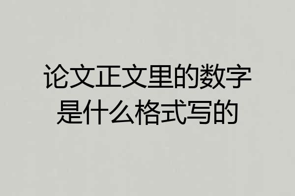 论文正文里的数字是什么格式写的