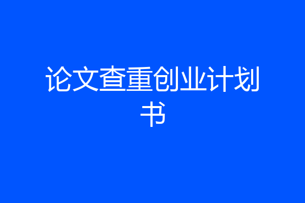论文查重创业计划书