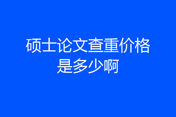 硕士论文查重价格是多少啊