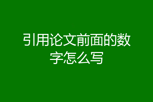 引用论文前面的数字怎么写
