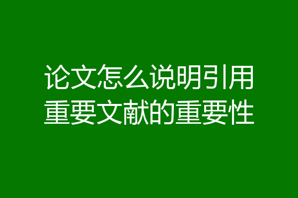 论文怎么说明引用重要文献的重要性