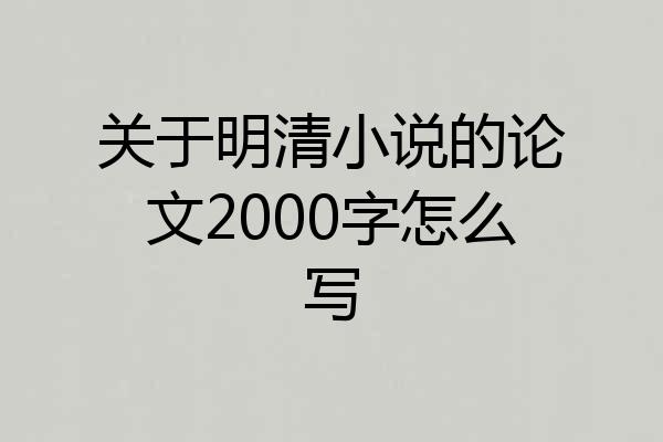 关于明清小说的论文2000字怎么写