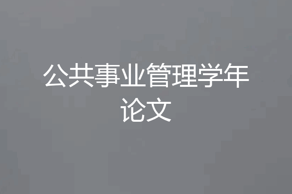 公共事业管理学年论文