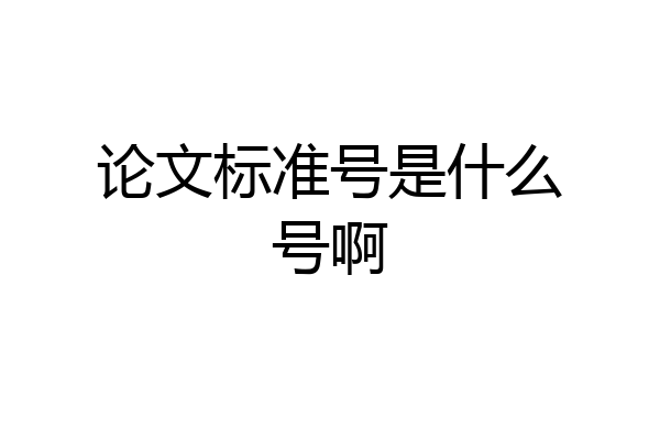 论文标准号是什么号啊