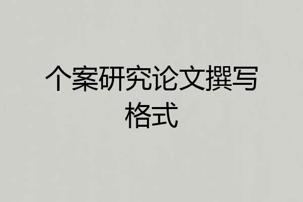 个案研究论文撰写格式