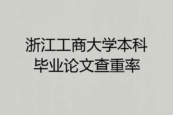 浙江工商大学本科毕业论文查重率