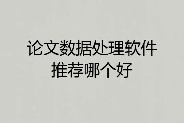 论文数据处理软件推荐哪个好