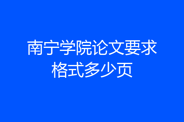 南宁学院论文要求格式多少页