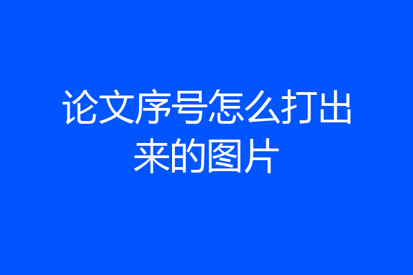 论文序号怎么打出来的图片