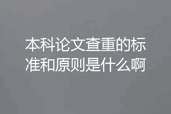 本科论文查重的标准和原则是什么啊