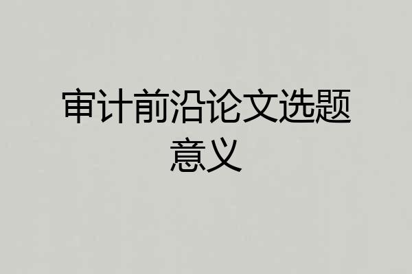 审计前沿论文选题意义