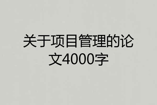 关于项目管理的论文4000字
