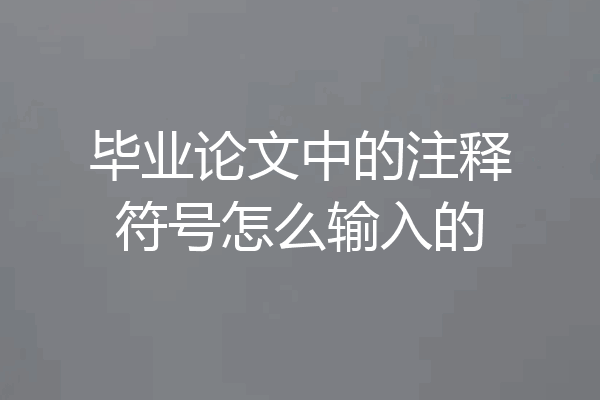 毕业论文中的注释符号怎么输入的