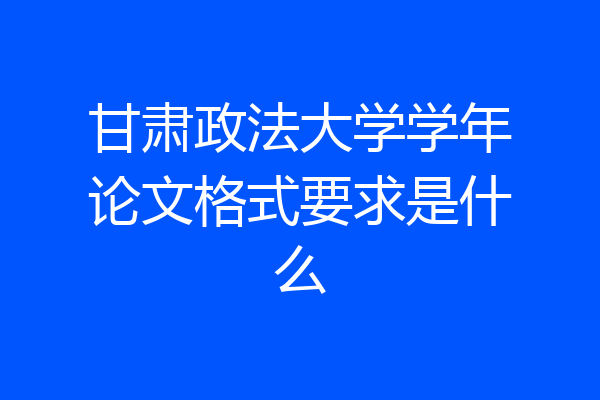 甘肃政法大学学年论文格式要求是什么