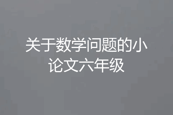 关于数学问题的小论文六年级