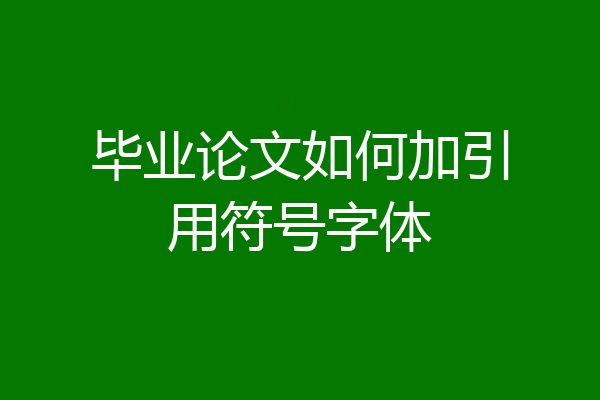 毕业论文如何加引用符号字体