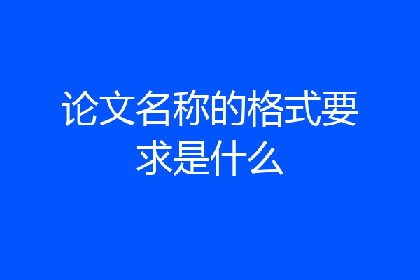论文名称的格式要求是什么