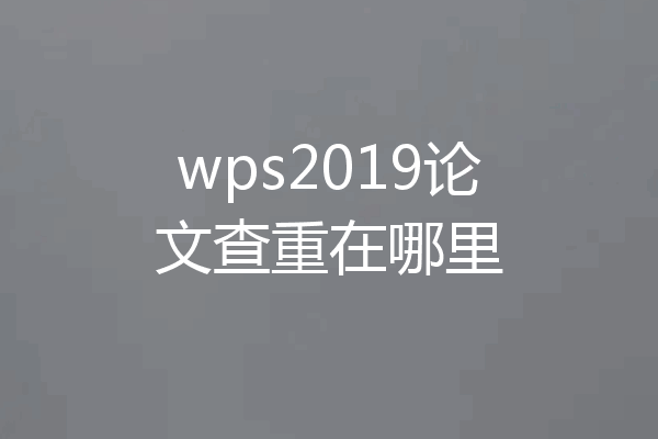 wps2019论文查重在哪里