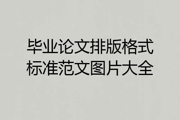 毕业论文排版格式标准范文图片大全
