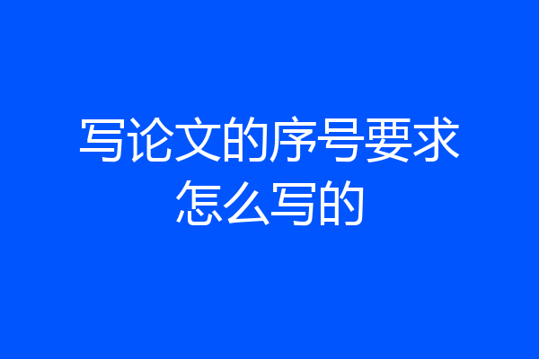 写论文的序号要求怎么写的