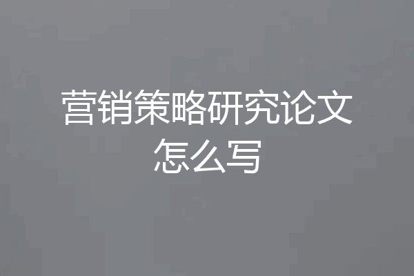 营销策略研究论文怎么写