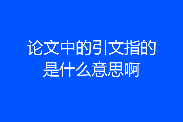 论文中的引文指的是什么意思啊